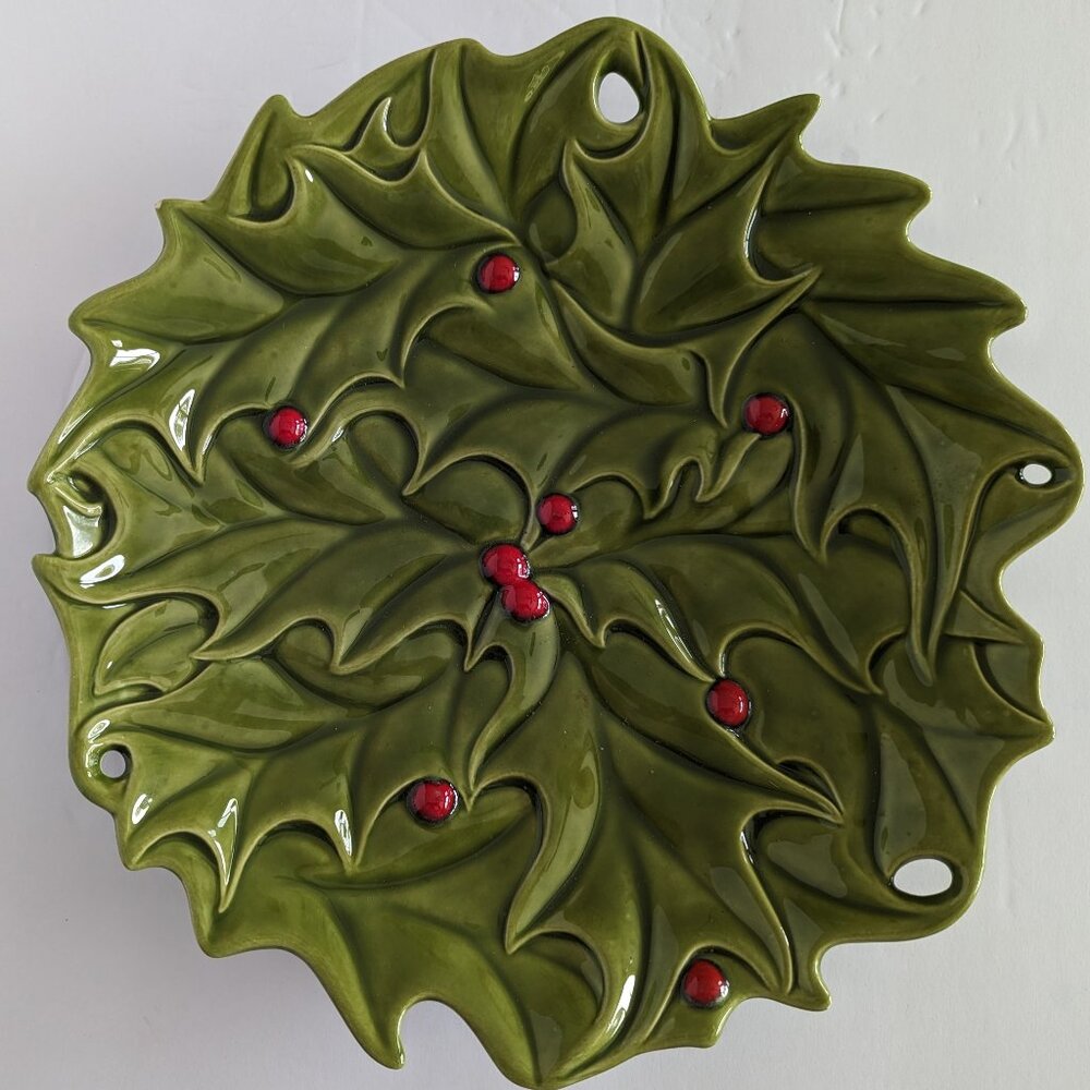 Vintage Atlantic Mold Holly 11" Serving Dish, Cookie Dish, Tray